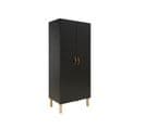 Floris - Armoire Enfant 2 Portes En Bois - Noir Mat / Naturel