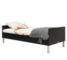 Floris - Lit Banquette Enfant 90 X 200 En Bois - Noir Mat / Naturel