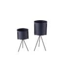 Set De 2 Supports à Plantes Ronds Pedestal Bleu Fonc?