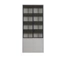 Basic - Vitrine 4 Portes En Bois Et Métal H230cm - Couleur - Gris Clair