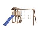 Beach Tower Aire De Jeux Avec Toboggan En Bleu, 2 Balançoires et Bac à Sable   Grande Maison