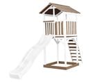 Beach Tower Aire De Jeux Avec Toboggan En Blanc et Bac à Sable   Grande Maison Enfant Extérieur