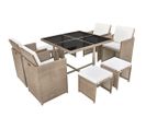 Salon De Jardin Encastrable En Rotin - 109x109x74 Cm - Beige