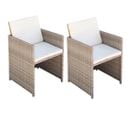 Chaises De Jardin 2 PCs Avec Coussins Résine Tressée Beige