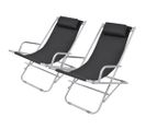 Chaises Inclinables De Terrasse 2 PCs Acier Noir