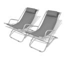 Chaises Inclinables De Terrasse 2 PCs Acier Gris