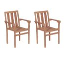 Chaises Empilables De Jardin 2 PCs Bois De Teck Solide