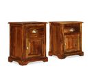 Table De Chevet 2 PCs Bois 40 X 30 X 50 Cm