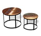 Table Basse 2 PCs Bois Récupéré Massif Rond 40 Cm / 50 Cm