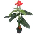 Plante Artificielle Avec Pot Anthurium 90 Cm Rouge Et Jaune