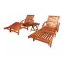 Chaises Longues 2 PCs Avec Table Bois D'acacia Solide