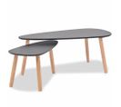 Ensemble De Tables Basses 2 PCs Bois De Pin Massif Noir