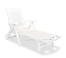 Chaise Longue En Pvc Avec Repose Pied - 72x195x101 Cm - Blanc