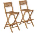 Tabourets Pliables De Bar D'extérieur 2 PCs Bois De Teck Solide