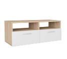 Meuble TV Aggloméré 95 x 35 x 36 cm Chêne et blanc