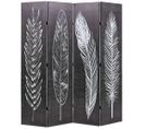 Paravent Pliable 160 X 170 Cm Plumes Noir Et Blanc