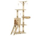 Arbre À Chat Avec Griffoir En Sisal 138cm Beige Motif De Pattes