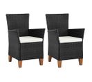 Chaises D'extérieur 2 PCs Avec Coussins Résine Tressée Noir