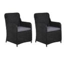 2 PCs Chaises D'extérieur Avec Coussins Résine Tressée Noir