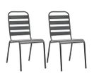 Chaises Empilables De D'extérieur 2 PCs Acier Gris