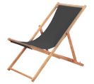 Chaise Pliable De Plage Tissu Et Cadre En Bois Gris