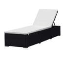 Chaise Longue Amovible Avec Coussin - 195x60x31 Cm - Noir