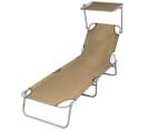 Chaise Longue Pliable Avec Auvent Acier Taupe