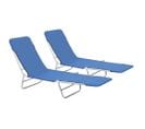 Lot De 2 Chaises Longues Pliables - 56x182x24.5 Cm - Bleu