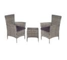 Mobilier De Bistro 3 PCs Résine Tressée Gris