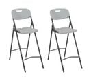 Chaises De Bar Pliables 2 PCs Pehd Et Acier Blanc