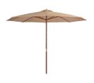 Parasol Avec Mât En Bois 350 Cm Taupe