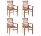 Chaises De Salle À Manger Empilables 4 PCs Teck Massif