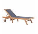 Chaise Longue Pliable Avec Roulettes Teck Massif Et Textilène