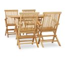 Mobilier À Dîner D'extérieur 5 PCs Bois De Teck Massif