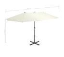 Parasol D'extérieur Double Toit Et Poteau En Aluminium - 460x270 Cm - Beige