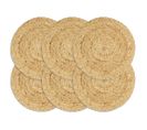 Napperons 6 PCs Naturel Plain 38 Cm Rond Jute