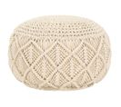 Pouf Fait À La Main En Macramé 45 X 30 Cm Coton