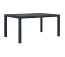 Table De Jardin Anthracite 150x90x72 Cm Plastique Aspect Rotin