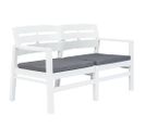 Banc De Jardin À 2 Places Et Coussins 133 Cm Plastique Blanc