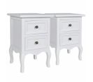 Table De Chevet 2 PCs Avec 2 Tiroirs Mdf Blanc