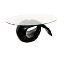 Table Basse Avec Dessus De Table En Verre Ovale Noir Brillant