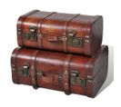 Coffre De Rangement Vintage Bois Marron 2 Pcs