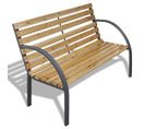 Banc à Lattes En Bois Et Fer - 120x62x82 Cm - Marron Foncé