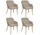 Chaises À Manger Lot De 4 Beige Tissu Et Chêne Massif