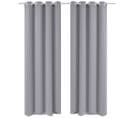 2 PCs Rideau Blackout Occultant Gris Avec Oeillets En Métal 135x245cm