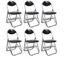 Chaises à Manger Pliables Lot De 6 Noir Similicuir Et Acier