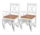 Vidaxl Chaises à Manger Lot De 2 Avec Dossier Blanc Bois De Pin Sièges De Cuisine Meubles De Repas