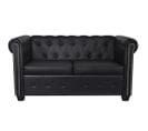 Canapé Chesterfield À 2 Places Cuir Synthétique Noir