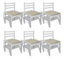 Chaises à Manger Lot De 6 Blanc Bois Solide Et Velours