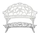 Banc De Jardin Motifs Roses En Aluminium - 100 Cm - Blanc